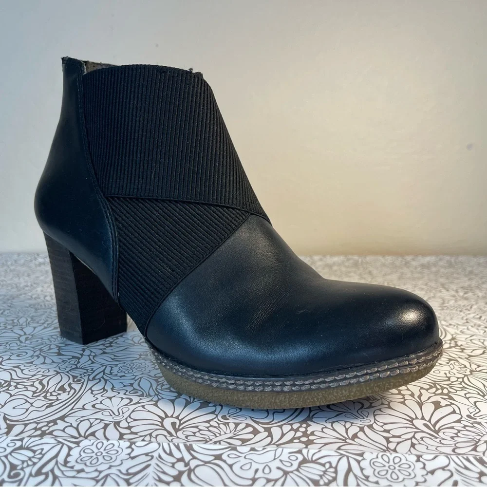 Gabor 52.872 Black Leather Heeled Ankle Boots Comfort Foulard Calf